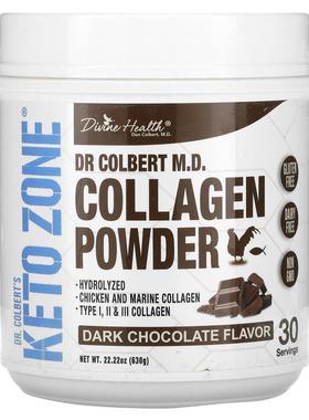 Divine Health,Dr. Colbert's Keto Zone, Collagen Powder, Dark