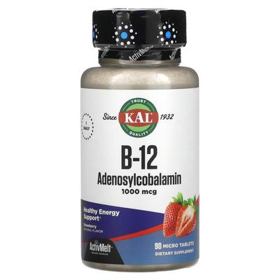 KAL,B-12 腺苷钴胺素，草莓，1,000 微克，90 片微片