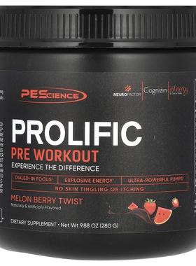 PEScience,Prolific，锻炼前，蜜瓜莓果味，9.88 盎司（280 克）