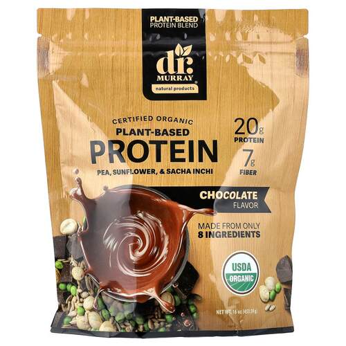 Dr. Murray's,Organic Plant-Based Protein, Chocolate, 16 oz (