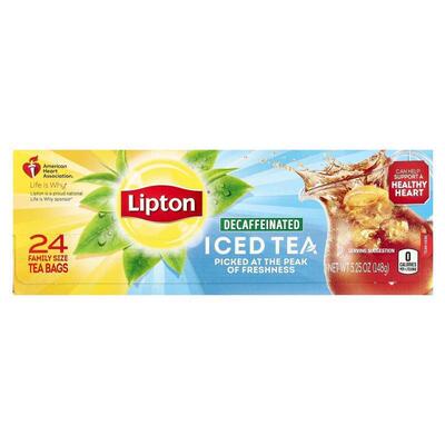 Lipton,Iced Tea, Decaffeinated, 24 Family Size Tea Bags, 5.2