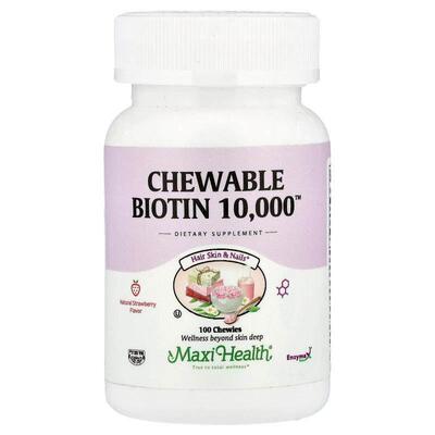 Maxi Health,Chewable Biotin 10,000™, Natural Strawberry, 10,