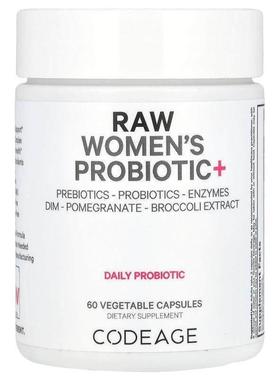 Codeage,RAW Women's Probiotic+, 60 Vegetable Capsules