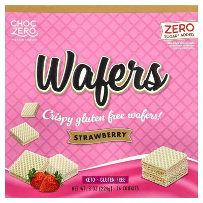 ChocZero,Wafers, Strawberry, 16 Cookies, 8 oz (224 g)