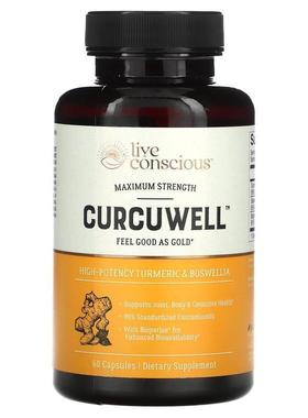 Live Conscious,Curcuwell, Maximum Strength, 60 Capsules