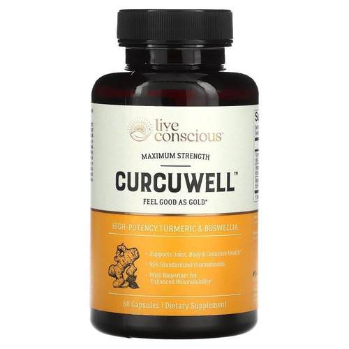 Live Conscious,Curcuwell, Maximum Strength, 60 Capsules