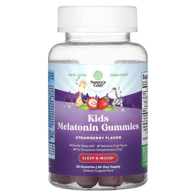 Natures Craft,Kids Melatonin Gummies, Strawberry