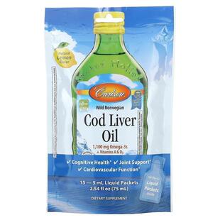 Carlson,Wild Norwegian Cod Liver Oil, Natural Lemon, 15 Liqu