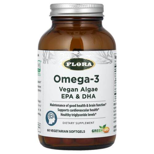 Flora,Omega-3, Vegan Algae EPA &amp;amp;amp; DHA, 60 Veg
