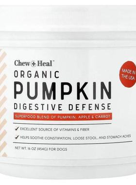 Chew + Heal,Organic Pumpkin Digestive Defense, For Dogs, 16