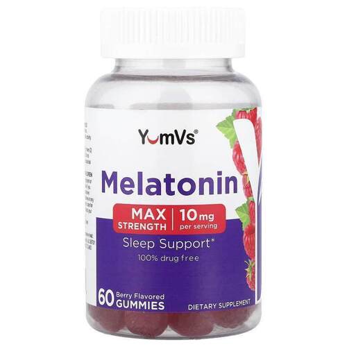 YumVs,Melatonin Gummies, Max Strength, Berry