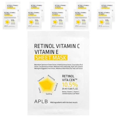 APLB,Retinol Vitamin C Vitamin E Beauty Sheet Mask, 10 Sheet