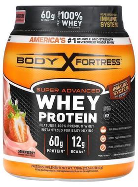 Body Fortress,Super Advanced Whey Protein, Strawberry , 1.78