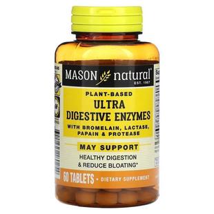 Mason Natural,Plant-Based Ultra Digestive Enzymes, 60 Tablet