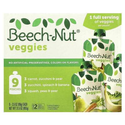 Beech-Nut,素食，6 个月以上，多种口味，9 袋，每袋 3.5 盎司（9