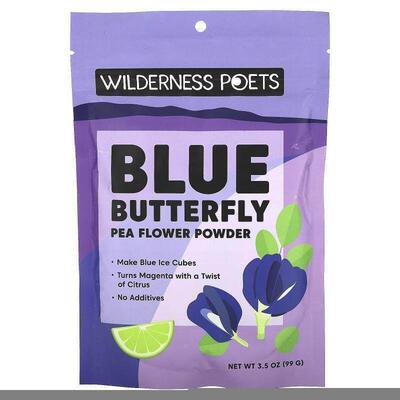Wilderness Poets LLC,蝴蝶豌豆花粉，蓝色抹茶味，3.5 盎司（99