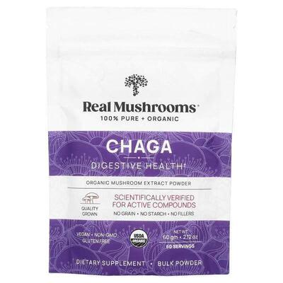 Real Mushrooms,Chaga, Organic Mushroom Extract Powder, 2.12