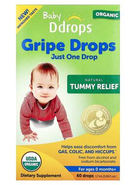 Ddrops,Baby Organic Gripe Drops, For Ages 0 Months+, 0.06 fl