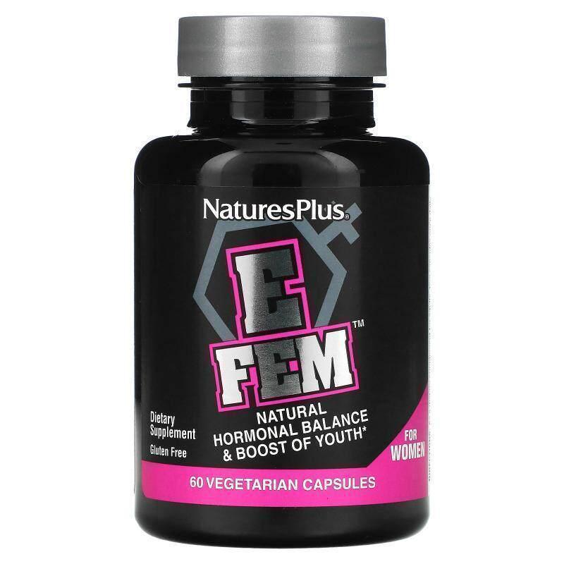 自然加,女性 E Fem，平衡和加强青春活力，60 粒素食胶囊