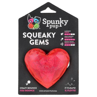 Spunky Pup,Squeaky Gems, Heart, 1 Count