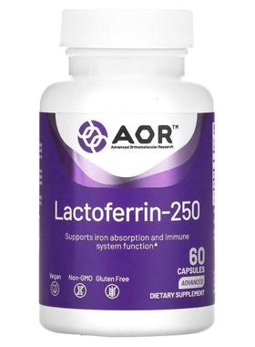 Advanced Orthomolecular Research AOR,乳铁蛋白-250，60 粒素胶
