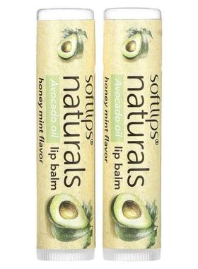 Soft Lips,含麦卢卡蜂蜜天然润唇膏，蜂蜜薄荷，2 支，每支 0.15