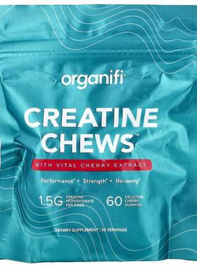 Organifi,Creatine Chews, Cherry 60 Gummies