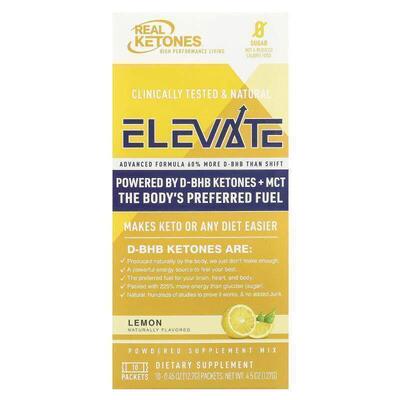 Real Ketones,Elevate, Lemon, 10 Packets, 0.45 oz (12.7 g) Ea