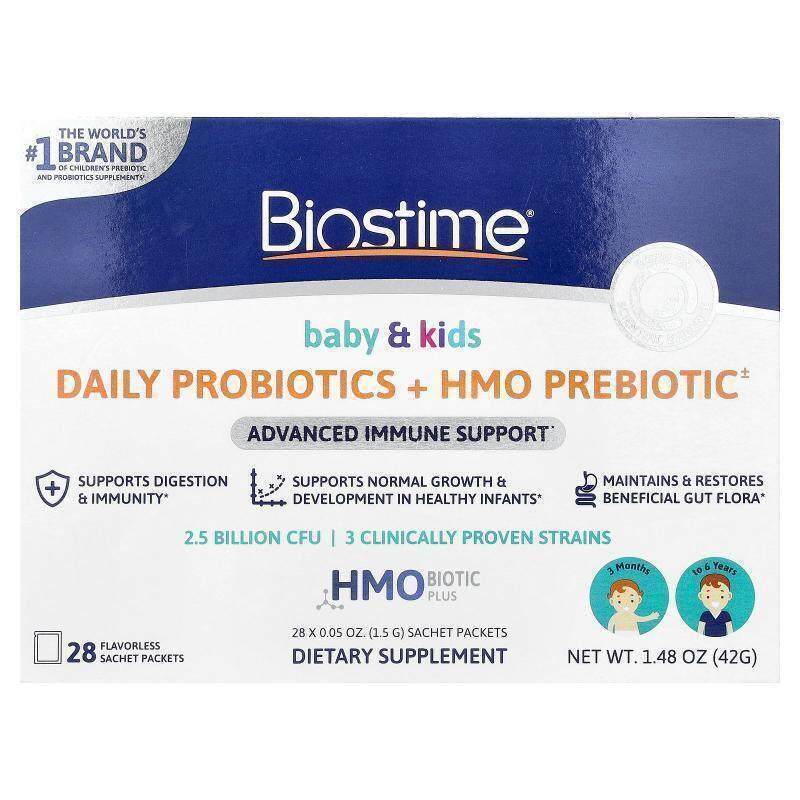 Biostime,婴儿和儿童，日常益生菌 + HMO 益生元，3 个月至 6 岁&