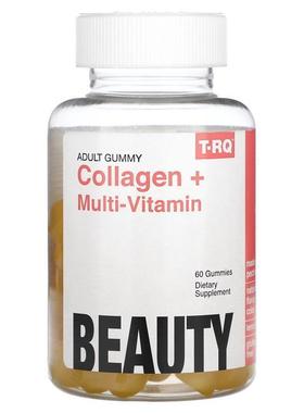T-RQ,Adult Gummy, Collagen + Multi-Vitamin, Lemon, 60 Gummie