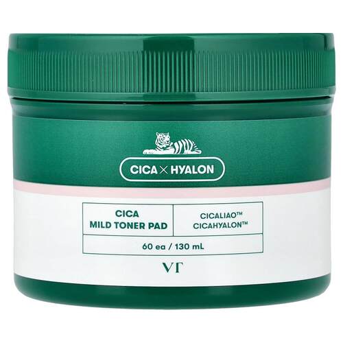 VT Cosmetics,Cica Mild Toner Pad, 60 Pads