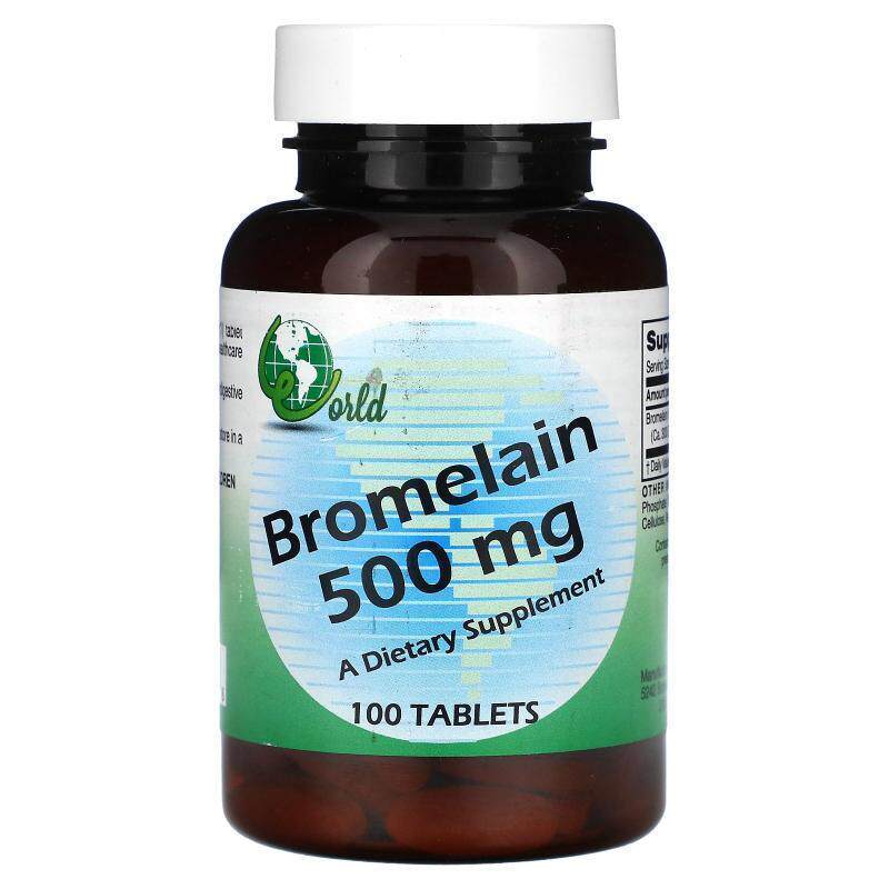 World Organic,Bromelain, 500 mg, 100 Tablets