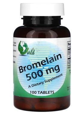 World Organic,Bromelain, 500 mg, 100 Tablets