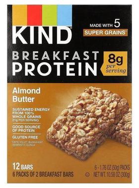 KIND Bars,Breakfast Protein Bars, Almond Butter, 6 Packs, 1.