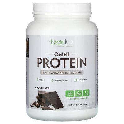 BrainMD,Omni Protien, Plant-Based Protein Powder, Chocolate,