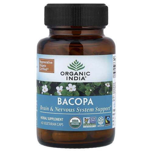 有机印度,Bacopa, 60 Vegetarian Caps (350 mg per Capsule)