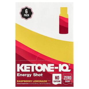 Ketone-IQ,Energy Shot, Caffeine Free, Raspberry Lemonade, 6