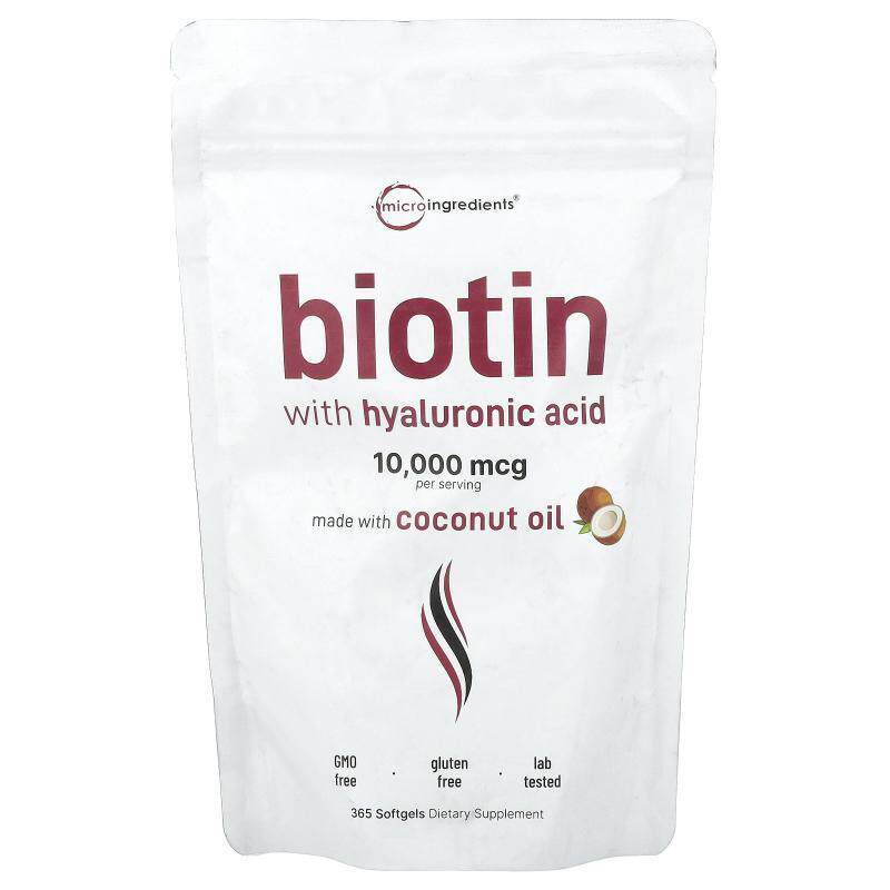 Micro Ingredients,Biotin with Hyaluronic Acid, 365 Softgels