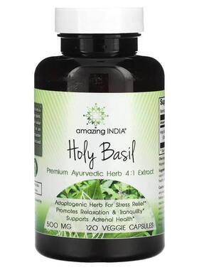 Amazing India,圣罗勒，500 毫克，120 粒素食胶囊