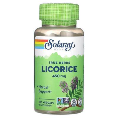 Solaray,True Herbs, Licorice, 450 mg, 100 VegCaps