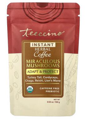 Teeccino,Instant Herbal Coffee, Miraculous Mushrooms, Caffei