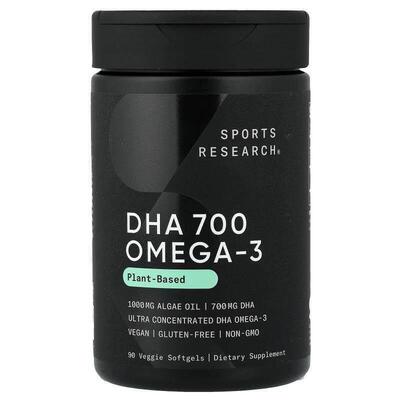 Sports Research,DHA 700 Omega-3，植物性，90粒蔬菜软胶囊