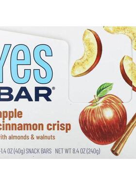 Yes Bar,Snack Bar, Apple Cinnamon Crisp, 6 Bars, 1.4 oz (40