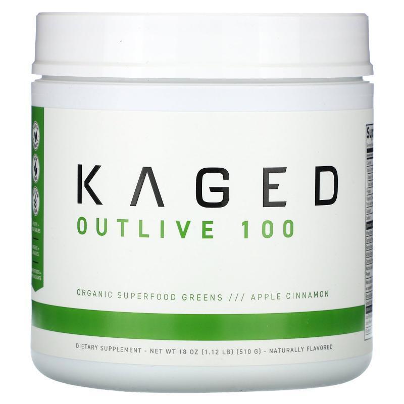 Kaged,Outlive 100，有机 Superfoods Greens，苹果肉桂，18 盎司