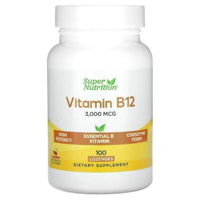 Super Nutrition,Vitamin B12, 3,000 mcg, 100 Lozenges