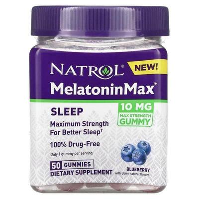 Natrol,褪黑素特强配方，睡眠，蓝莓味，10 毫克，50 粒软糖