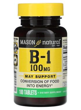 Mason Natural,B-1, 100 mg, 100 Tablets