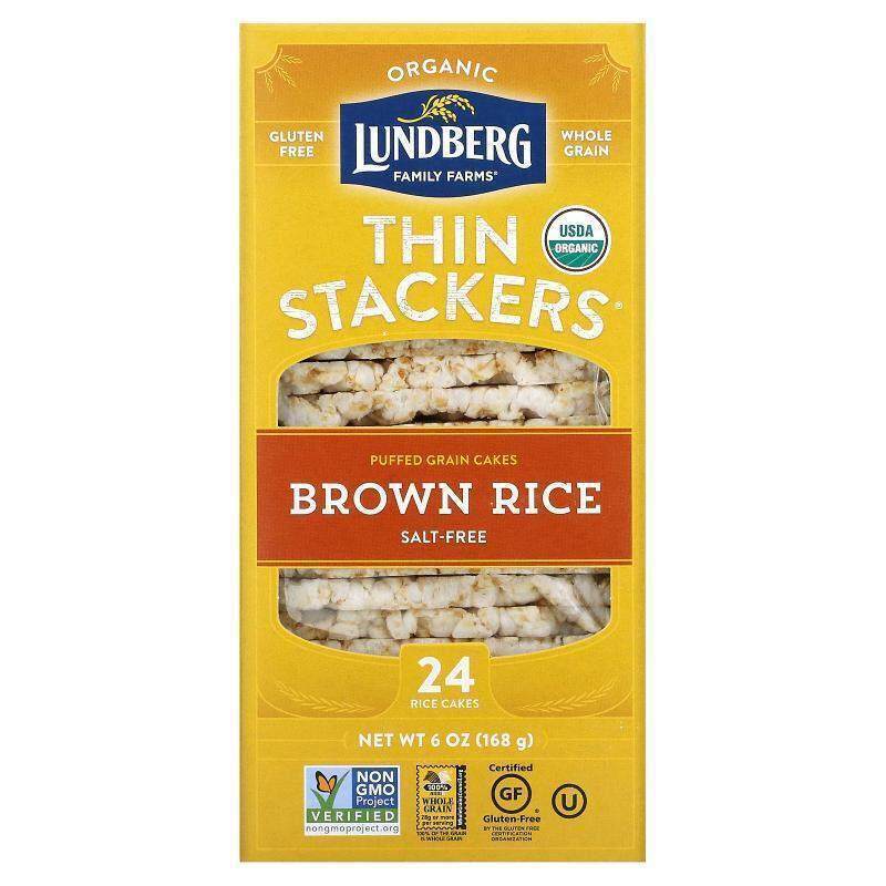 Lundberg,Organic Thin Stackers，谷物膨化饼，红米和藜麦，无盐