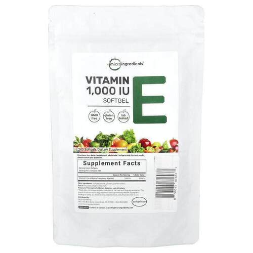 Micro Ingredients,Vitamin E, 1,000 IU, 240 Softgels (500 IU
