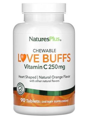 自然加,Chewable Love Buffs，维生素 C，天然橙味，250 毫克，90